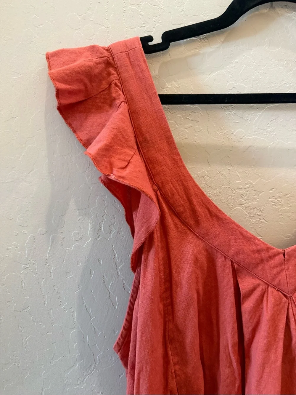 Free People Coral V-Neck Ruffle Sleeve Midi Dress